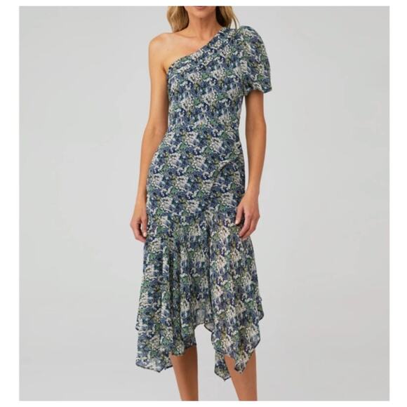 NWT ASTR The Label size medium women’s floral one shoulder midi dress - Picture 1 of 7